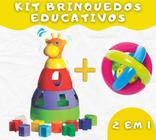 Kit Brinquedo Educativo Girafa Didática + Chocalho Mordedor