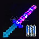 Kit Brinquedo Espada Pixel Ninja 58cm Diamante com Som e Luz + 3 Pilhas AA - Azul 49