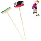 Kit brinquedo infantil vassoura e rodo com cabo de madeira