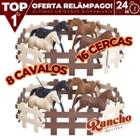 Kit Brinquedo Miniatura Cavalo Cavalinho c/ Cercas Fazenda Rancho Western Faz de Contas 24 Pçs