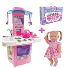 Kit Brinquedo Princesa Bebê Elisi Fala + Cozinha e Jantar