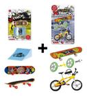 Kit Brinquedo Skate Bicicleta De Dedo Com Rampa Acessórios