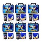 Kit Brinquedo Sonic Com 6 Lancheira De Maletinha + 6 Copo + 6 Mini Toalha Cor:azul+amarelo