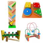 kit Brinquedos de madeira educativos aramado artesanal pedagógico sensoriais montessori bebe infantil