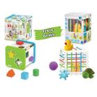 Kit Brinquedos Didáticos Bebê 12 Meses Educativos Coloridos 2 em 1