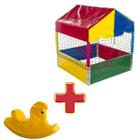 Kit Brinquedos Playground Piscina de Bolinhas Quadrada 1,00m + Gangorra Infantil 1 Lugar