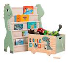 Kit Brinquedoteca Montessori Rack Livros Caixote Dino Toys