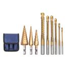 Kit Brocas Corte Lateral E Escalonadas 9 Peças Hss Titânio - Charbs