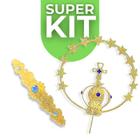 Kit Broche + Coroa Nº4 Estrelas Folheada Nossa Senhora 30cm