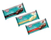 Kit c/ 03 Cobertura em Barra Chocolate Branco, Meio Amargo e Chocolate ao Leite
