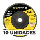 Kit C/ 10 Disco Flap Conico 7" 180mm Fds180-40fc Z40 - Tradestar