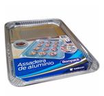 Kit c 12 Assadeiras de Alumínio Bompack 1250Ml Retangular