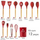 Kit C/12 Utensílios De Cozinha Silicone Cabo Madeira - Dekocasa