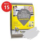 Kit c/ 15  rejunte porcelanato 1kg cinza platina quartzolit