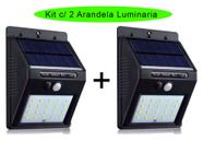Kit c/ 2 Arandela Luminária Solar 48 Leds Sensor De Presença