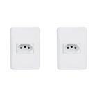 Kit C/2 - Conjunto Perlex Aros 4X2 Branco Com Placa(1Toma...