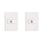 Kit C/2 - Conjunto Perlex Aros 4X2 Branco Com Placa(1Toma...