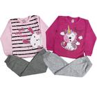 KIT C/ 2 Conjuntos Infantil De Inverno Sem Touca Roupas de Moletom Para Menina