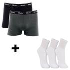 Kit C/ 2 Cuecas Boxer Basic Cotton Mash Tam:GGCor:PretoCinza06 + 3 Pares De Meia Unissex Trifil Tam:39Cor:Branco