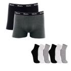 Kit C/ 2 Cuecas Boxer Basic Cotton Mash Tam:GGCor:PretoCinza06 + 6 Pares Meia Cano Médio Masc Trifil Tam:39Cor:Sortido