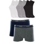 Kit C/ 2 Cuecas Boxer Masc. Basic Cotton Mash Tam:MCor:AzulMescla + 6 Pares Meia Cano Médio Masc. Tam:39Cor:Sortido