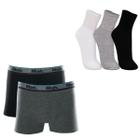 Kit C/ 2 Cuecas Boxer Masc. Basic Cotton Mash Tam:PCor:PretoMescla + 3 Pares Meia Unissex Trifil Tam:39Cor:Sortido