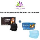 Kit c/2 cxs Máscara Descartável Fênix Infantil Azul e Preta - 100un