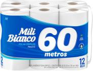 Kit c/ 2 Mili Bianco Papel Higienico 60m Folha Simples