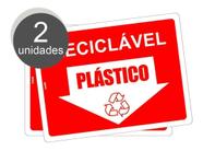 Kit c/2 Placas Sinalização Coleta Seletiva Lixo Reciclável Plástico Meio Ambiente - Look Placas de Sinalização