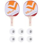 Kit C/2 Raquetes Ping Pong/Tenis de Mesa Force 1000 + 6 Bolas Cor Branca 1 Estrela Vollo