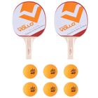 Kit C/2 Raquetes Ping Pong/Tenis de Mesa Force 1000 + 6 Bolas Cor Laranja 1 Estrela Vollo
