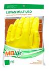 Kit c/ 3 1 Par Luva Borracha Latex Amarela Multiuso Limpeza