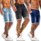 Kit C/3 Bermudas Jeans Slim Casual Masculina Elastano 413