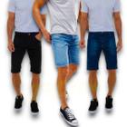 Kit C/3 Bermudas Jeans Slim Masculina Casual Elastano 414