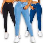 Kit c/3 Calças Jeans Skinny Femininas Slim Elastano Estica 450