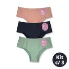 Kit c/ 3 Calcinha Alta de Microfibra Detalhe em Strass Lut