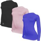 Kit C/ 3 Camisas Térmicas Feminino Stigli Pro Proteção Solar FPU 50+ Manga Longa Rash Guard B