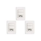 Kit C/3 - Conjunto Perlex Aros 4X2 Branco Com Placa(2Simp...