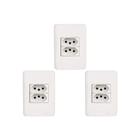 Kit C/3 - Conjunto Perlex Aros 4X2 Branco Com Placa(2Toma...