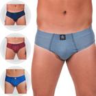 Kit C/3 Cueca Lisa Basica ALGODAO 4 Agulhas SLIP Comum Confortavel Revenda