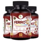 KIT C/3 Ferro Vitamina C Quelado Premium 60 Cáps - Fits Life