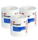 Kit C/ 3 Fitas Micropore 50mm X 10 Mt Cor Branca 3m