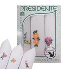 Kit c/ 3 Lenço Feminino Branco Com Bordado Presidente