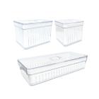 Kit C/3 Organizador Geladeira Alimentos Verdura Fruta Escorredor Interno C/Tampa 2,8/ 3,6/3,8 Litros