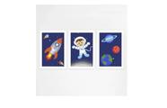 Kit C/ 3 Peças Quadros Decorativos astronauta quarto de menino"