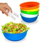 Kit C/3 Saladeira Com 3 Pegador Acrílico Salada Servir