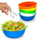 Kit C/3 Saladeira Com 3 Pegador Acrílico Salada Servir