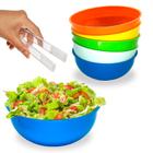 Kit C/3 Saladeira com 3 Pegador Acrílico Salada Servir