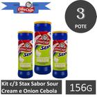 Kit c/3 Stax Sabor Sour Cream e Onion Cebola 156g