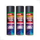 Kit C/3 Tinta Spray Automotivo Colorgin Preto Brilhante - 300ml